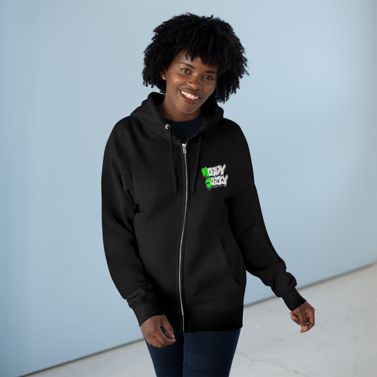 Nerdy Ninjas Unisex Zip Hoodie - Nerdy Jerzey Green - Perfect for Gamers and Comic Fans