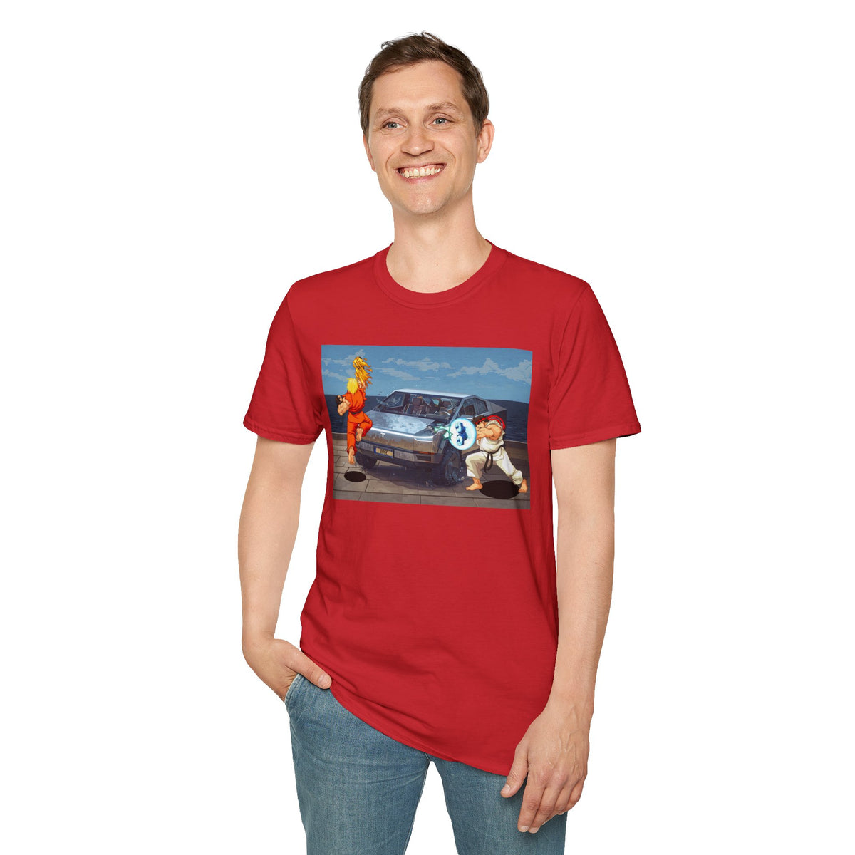 SF2 Bonus Stage Protest Parody Unisex T-Shirt, Casual Gamer Tee, Unique Graphic Tee, Streetwear for Gamers, Protest Stage Style