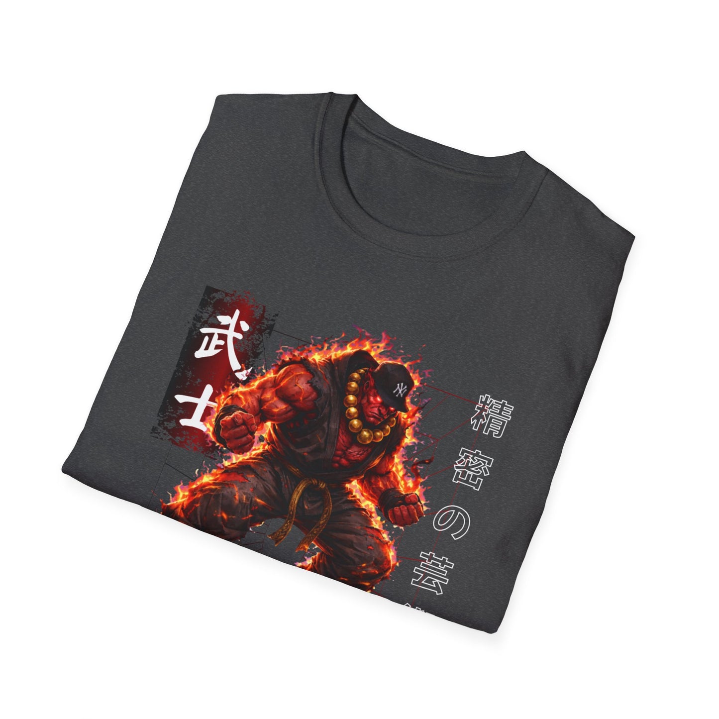 Akuma 'Raging Demon' Tee — Fiery Kanji Back Print, Street Fighter Parody