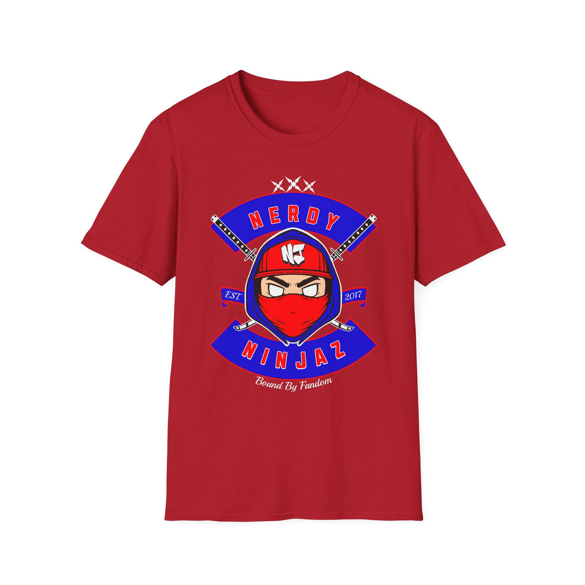Nerdy Ninjaz T-Shirt, Red White & Blue Variant, Cool Gamer Tee, Gifts for Geeks, Anime Fan, Fun Casual Wear