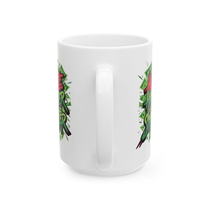 Vibrant Graphic Ceramic Mug, Unique Art Coffee Cup for Plant Lovers, Gift for Coffee Enthusiasts, Perfect for Birthdays, Housewarming,