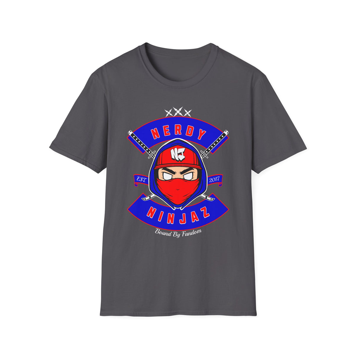 Nerdy Ninjaz T-Shirt, Red White & Blue Variant, Cool Gamer Tee, Gifts for Geeks, Anime Fan, Fun Casual Wear
