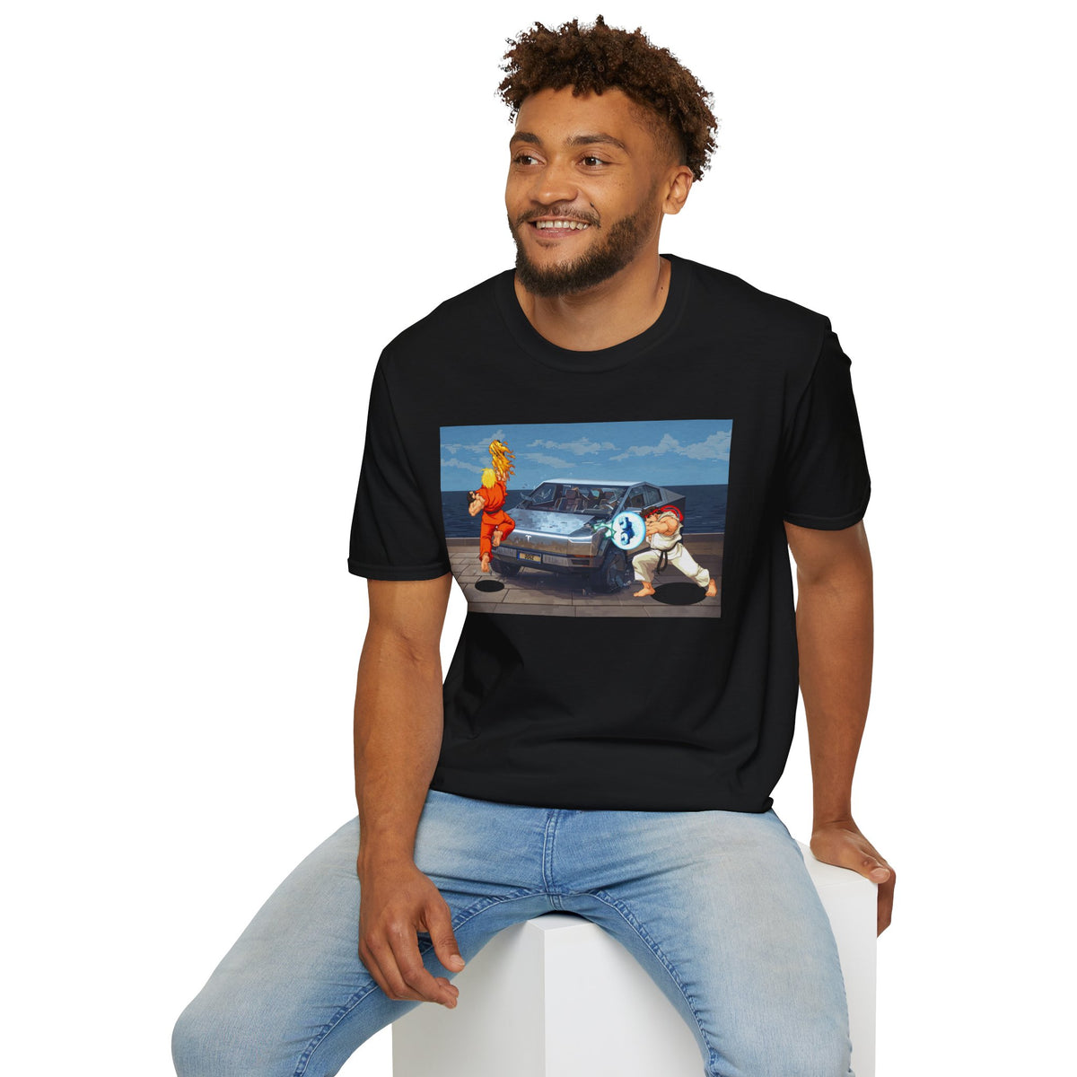 SF2 Bonus Stage Protest Parody Unisex T-Shirt, Casual Gamer Tee, Unique Graphic Tee, Streetwear for Gamers, Protest Stage Style