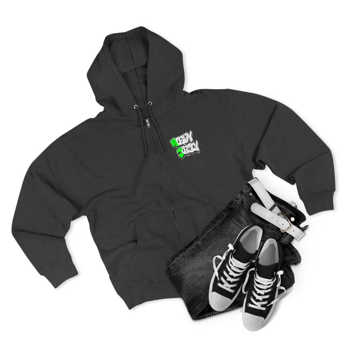 Nerdy Ninjas Unisex Zip Hoodie - Nerdy Jerzey Green - Perfect for Gamers and Comic Fans