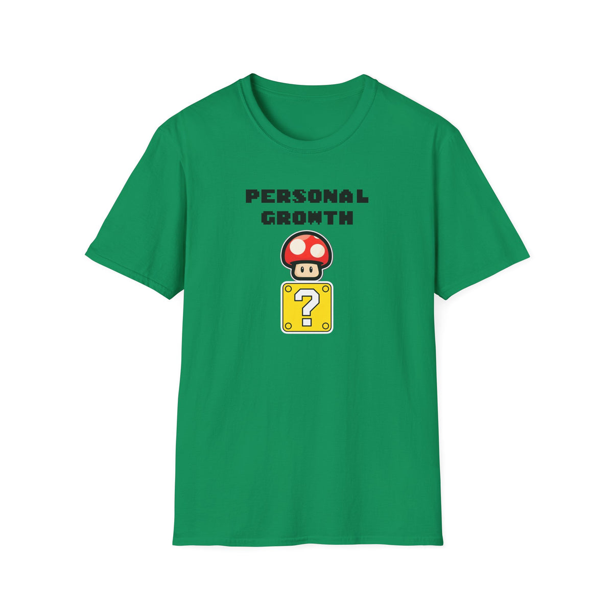 Retro Gaming Mushroom Power-Up Unisex T-Shirt - I Believe In Personal Growth, Video Game Shirt, Gamer Gift, Birthday Tee, Cute Casual Shirt