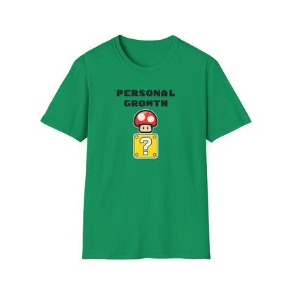 Retro Gaming Mushroom Power-Up Unisex T-Shirt - I Believe In Personal Growth, Video Game Shirt, Gamer Gift, Birthday Tee, Cute Casual Shirt