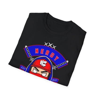 Nerdy Ninjaz T-Shirt, Red White & Blue Variant, Cool Gamer Tee, Gifts for Geeks, Anime Fan, Fun Casual Wear