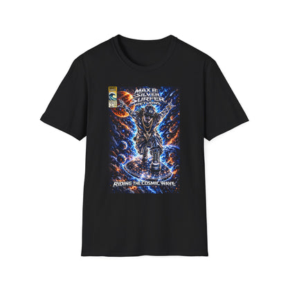 Riding the Cosmic Wave Hip-Hop Comic Mashup T-Shirt | Max B Silver Surfer Parody