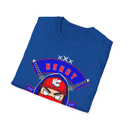 Nerdy Ninjaz T-Shirt, Red White & Blue Variant, Cool Gamer Tee, Gifts for Geeks, Anime Fan, Fun Casual Wear