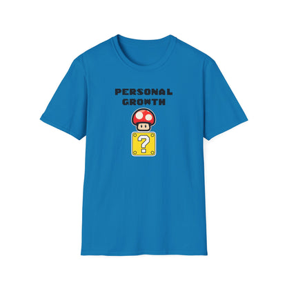 Retro Gaming Mushroom Power-Up Unisex T-Shirt - I Believe In Personal Growth, Video Game Shirt, Gamer Gift, Birthday Tee, Cute Casual Shirt