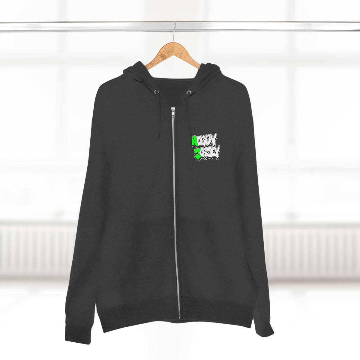 Nerdy Ninjas Unisex Zip Hoodie - Nerdy Jerzey Green - Perfect for Gamers and Comic Fans