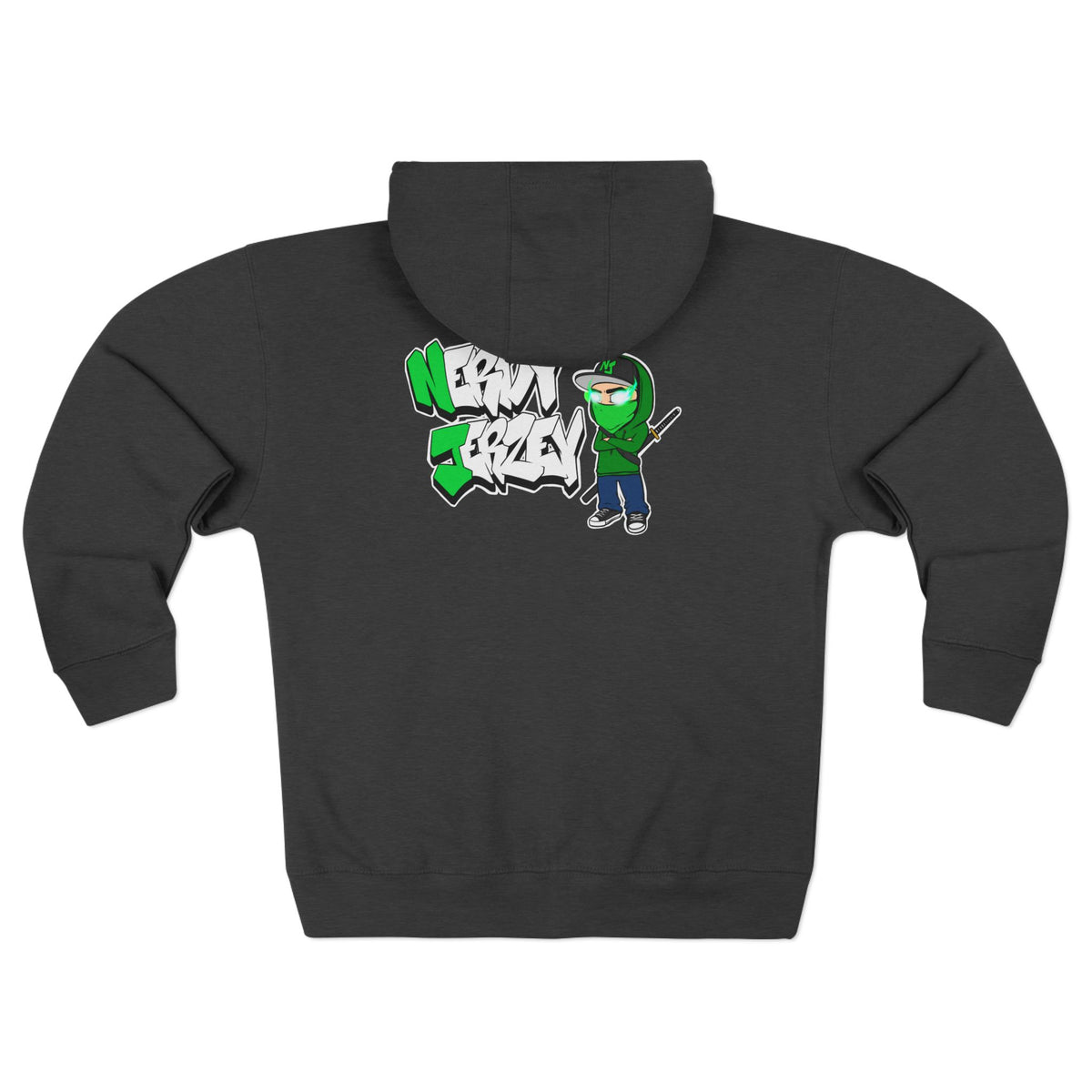 Nerdy Jerzey Logo Unisex Full-Zip Hoodie - Urban Graffiti Style