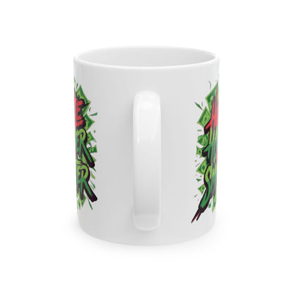 Vibrant Graphic Ceramic Mug, Unique Art Coffee Cup for Plant Lovers, Gift for Coffee Enthusiasts, Perfect for Birthdays, Housewarming,