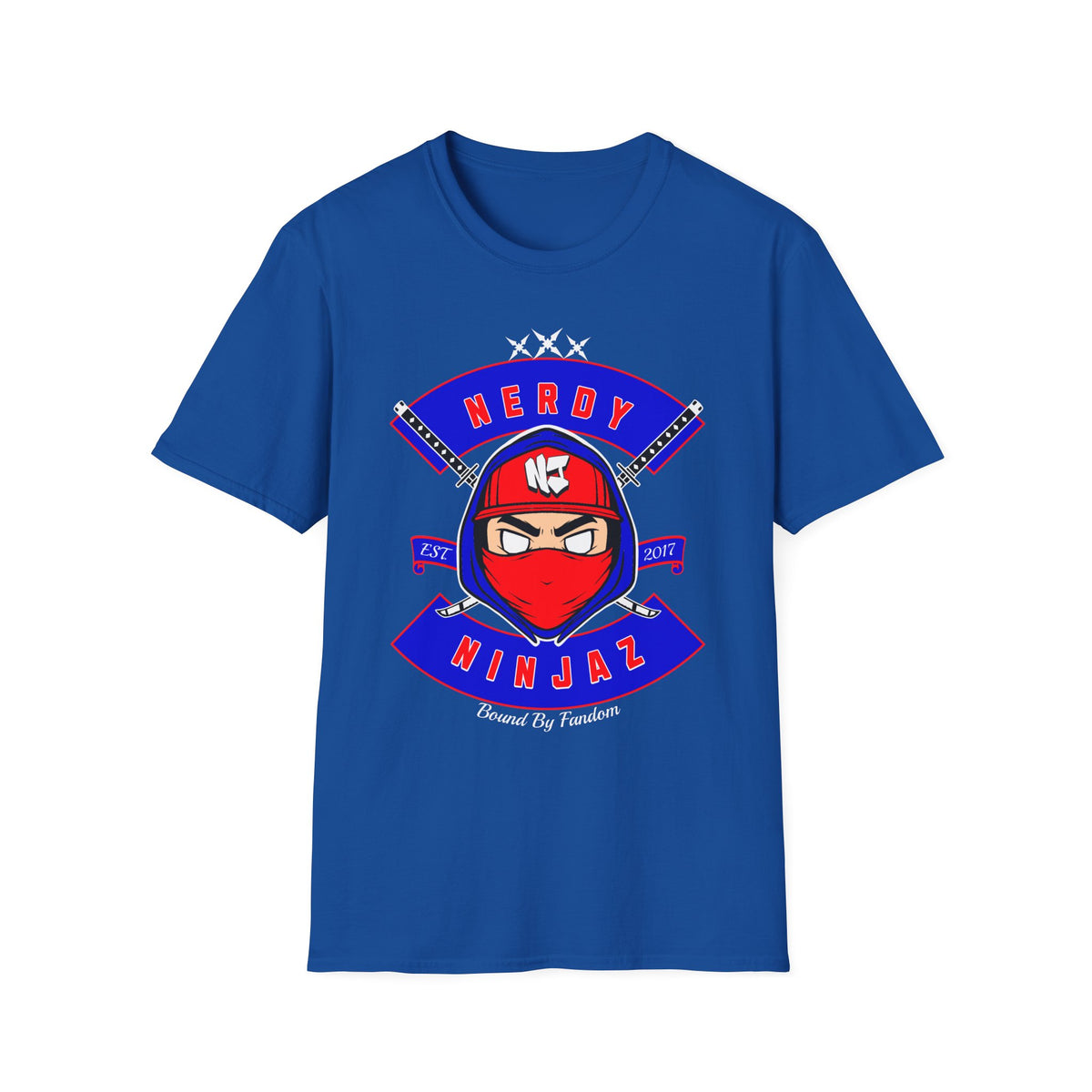 Nerdy Ninjaz T-Shirt, Red White & Blue Variant, Cool Gamer Tee, Gifts for Geeks, Anime Fan, Fun Casual Wear