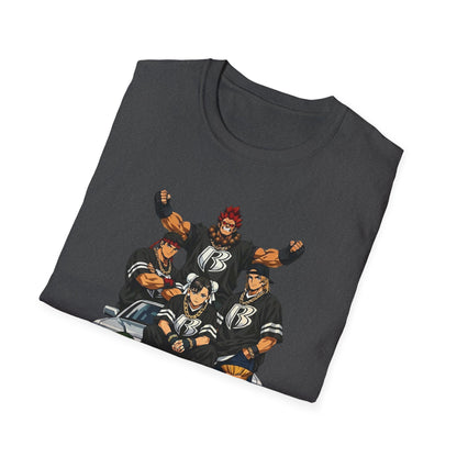 Street Fighter/Ruff Ryders Mashup Crew T-Shirt | Group Portrait, Retro Streetwear