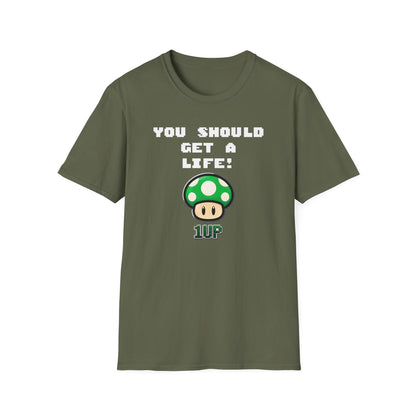 Playful Gaming T-Shirt: 'You Should Get A Life' Unisex Tee, Gift for Gamers, Retro Video Game Shirt, Get A Life Meme, Gamer Tee