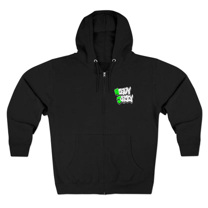 Nerdy Ninjas Unisex Zip Hoodie - Nerdy Jerzey Green - Perfect for Gamers and Comic Fans