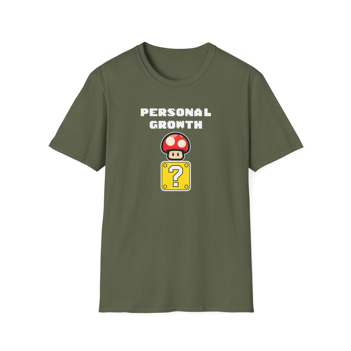 Retro Gaming Mushroom Power-Up Unisex T-Shirt - I Believe In Personal Growth, Video Game Shirt, Gamer Gift, Birthday Tee, Cute Casual Shirt