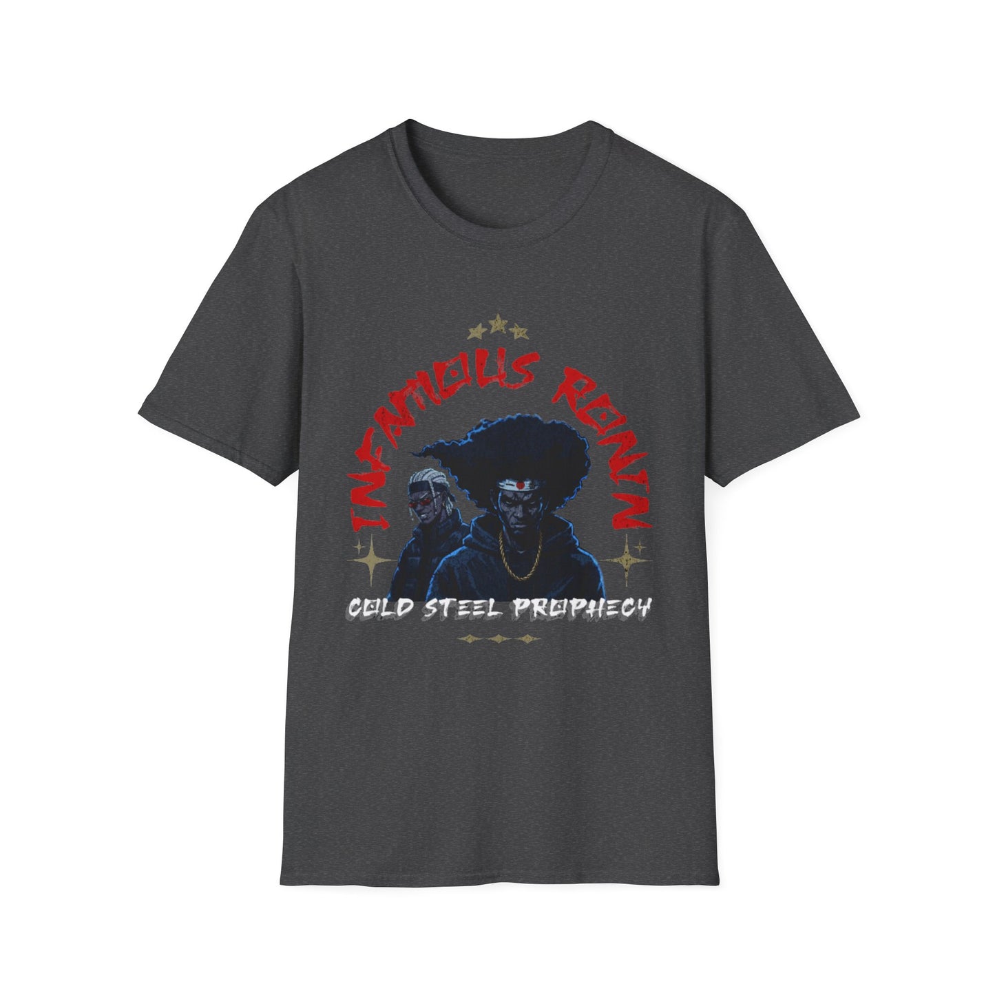 Infamous Ronin: Cold Steel Prophecy Faux Album T-Shirt | Afro Samurai Hip-Hop Tee, Anime Fan Gift