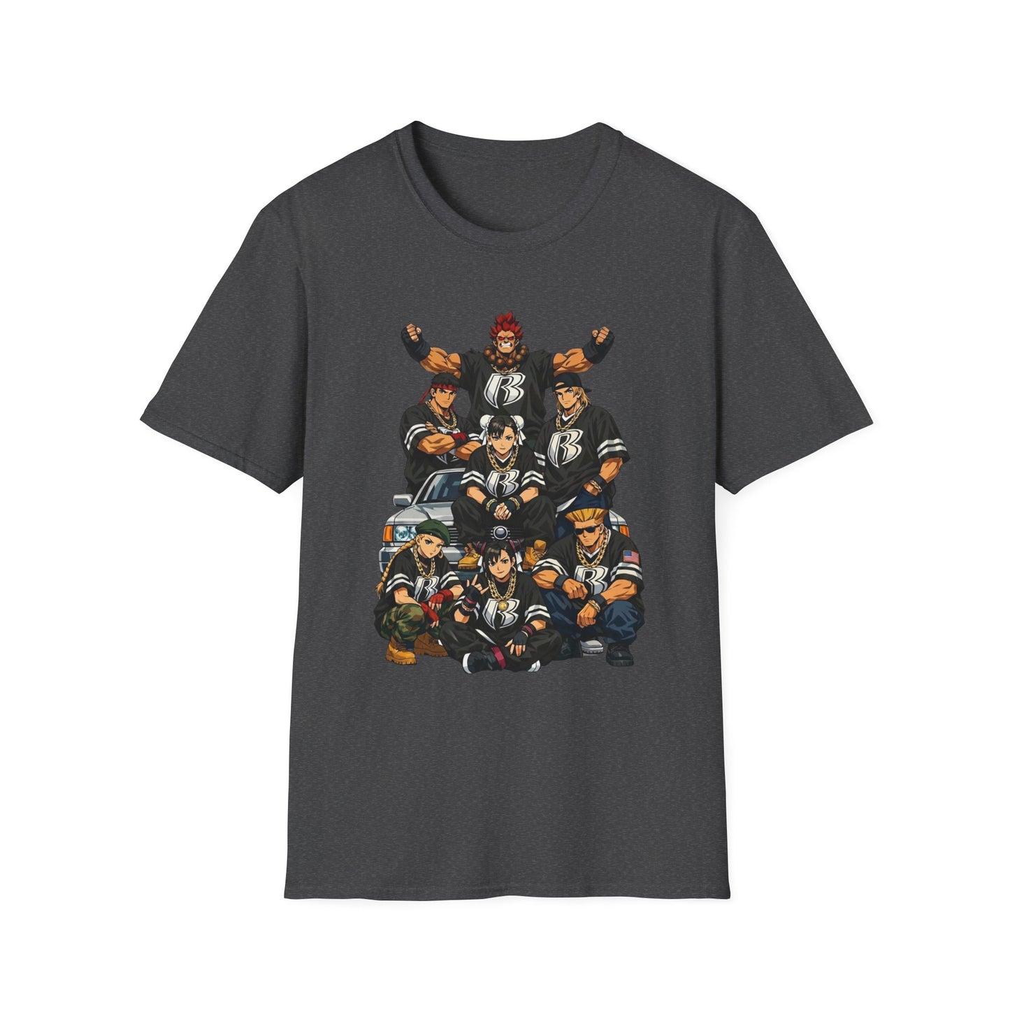 Street Fighter/Ruff Ryders Mashup Crew T-Shirt | Group Portrait, Retro Streetwear