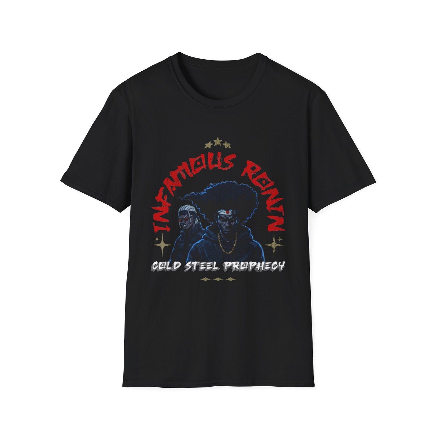 Infamous Ronin: Cold Steel Prophecy Faux Album T-Shirt | Afro Samurai Hip-Hop Tee, Anime Fan Gift