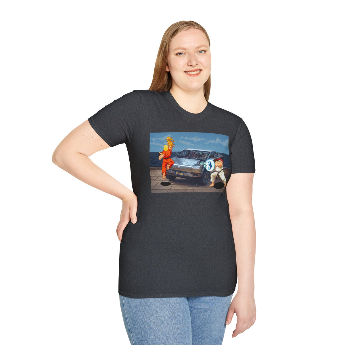 SF2 Bonus Stage Protest Parody Unisex T-Shirt, Casual Gamer Tee, Unique Graphic Tee, Streetwear for Gamers, Protest Stage Style