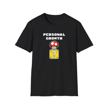 Retro Gaming Mushroom Power-Up Unisex T-Shirt - I Believe In Personal Growth, Video Game Shirt, Gamer Gift, Birthday Tee, Cute Casual Shirt