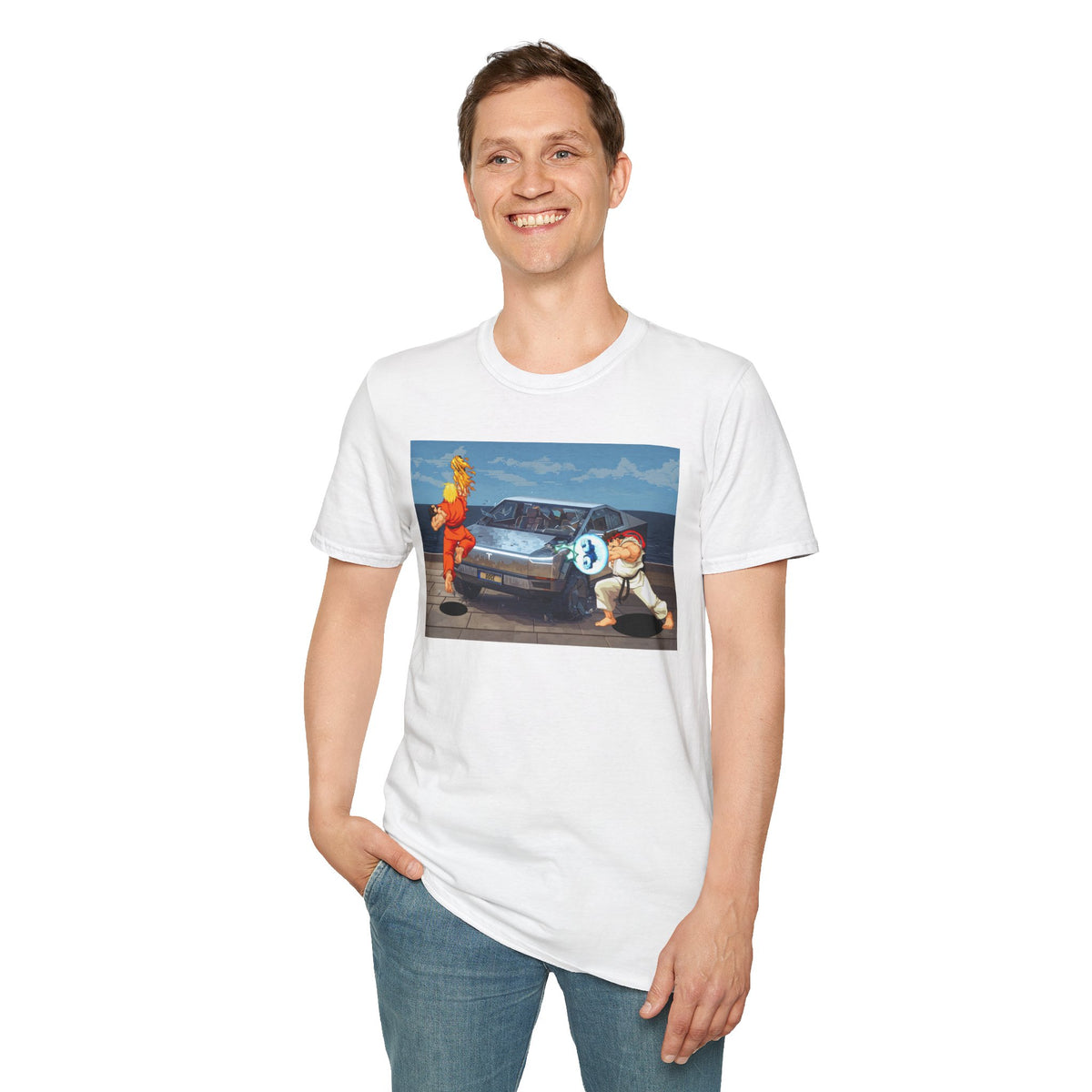 SF2 Bonus Stage Protest Parody Unisex T-Shirt, Casual Gamer Tee, Unique Graphic Tee, Streetwear for Gamers, Protest Stage Style