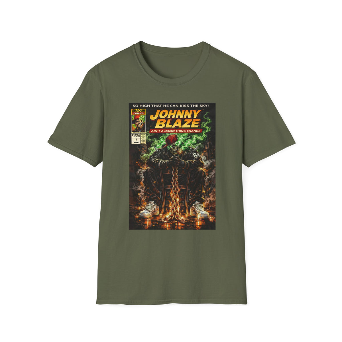 Johnny Blaze Comic Cover T-Shirt | Retro Ghost Rider Parody Artwork