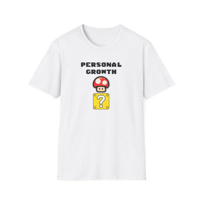 Retro Gaming Mushroom Power-Up Unisex T-Shirt - I Believe In Personal Growth, Video Game Shirt, Gamer Gift, Birthday Tee, Cute Casual Shirt