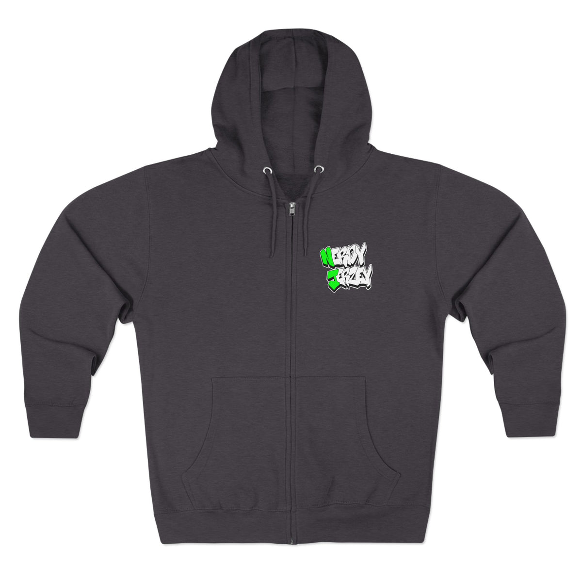 Nerdy Ninjas Unisex Zip Hoodie - Nerdy Jerzey Green - Perfect for Gamers and Comic Fans