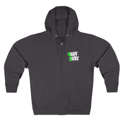 Nerdy Ninjas Unisex Zip Hoodie - Nerdy Jerzey Green - Perfect for Gamers and Comic Fans