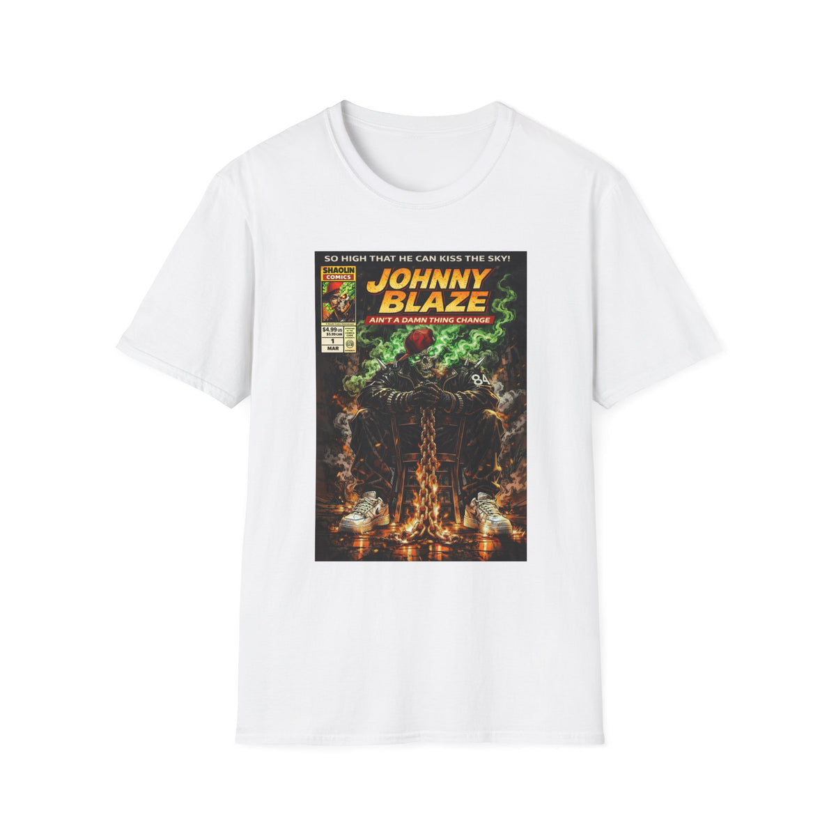 Johnny Blaze Comic Cover T-Shirt | Retro Ghost Rider Parody Artwork