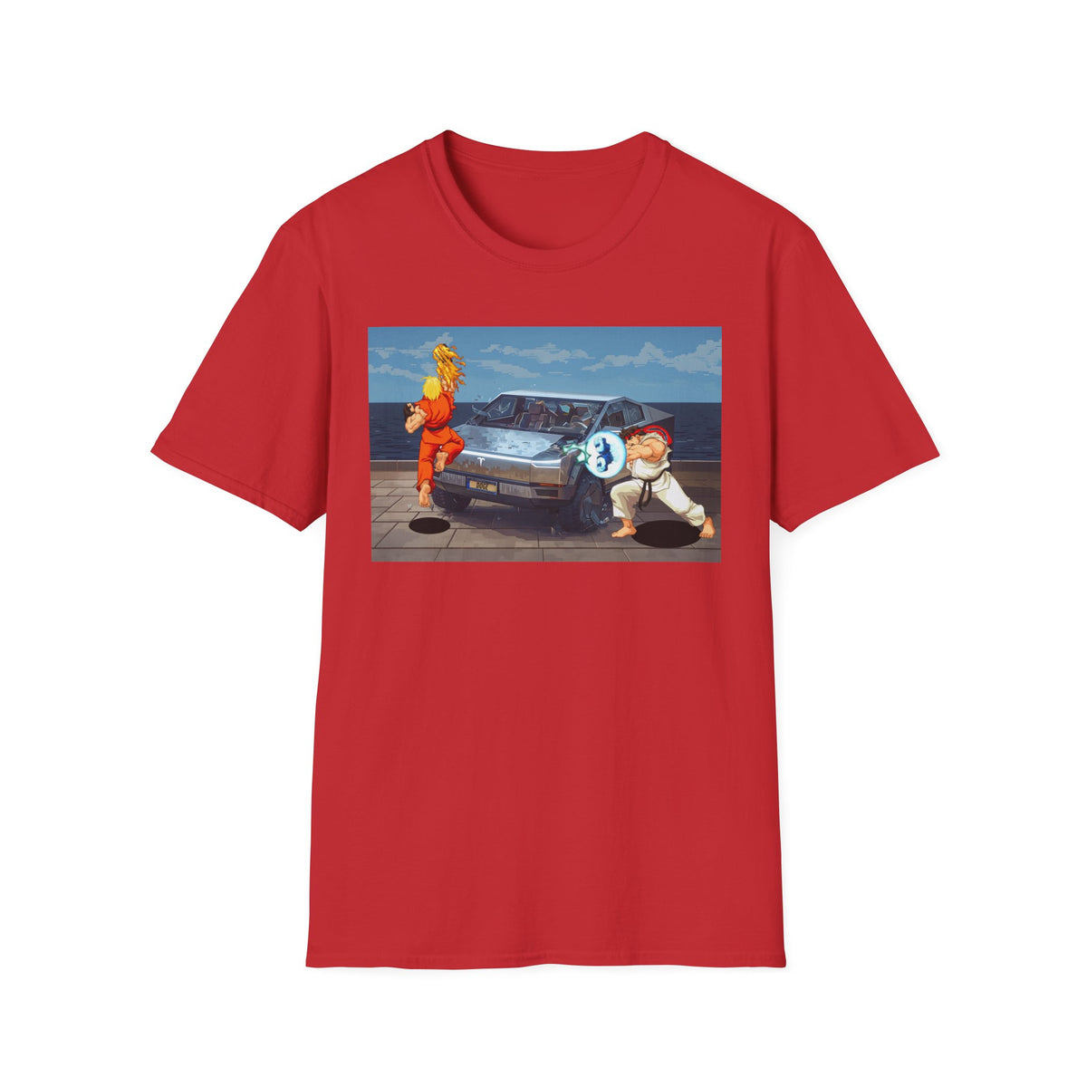SF2 Bonus Stage Protest Parody Unisex T-Shirt, Casual Gamer Tee, Unique Graphic Tee, Streetwear for Gamers, Protest Stage Style