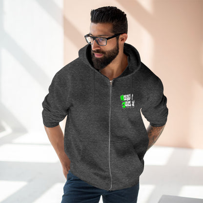 Nerdy Ninjas Unisex Zip Hoodie - Nerdy Jerzey Green - Perfect for Gamers and Comic Fans