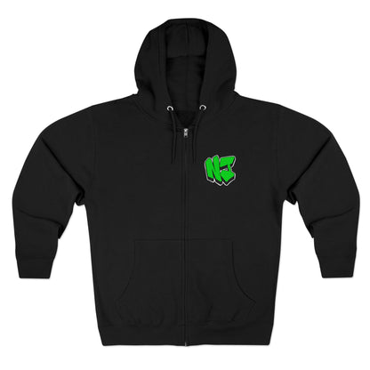 Nerdy Jerzey Logo Unisex Full-Zip Hoodie - Urban Graffiti Style