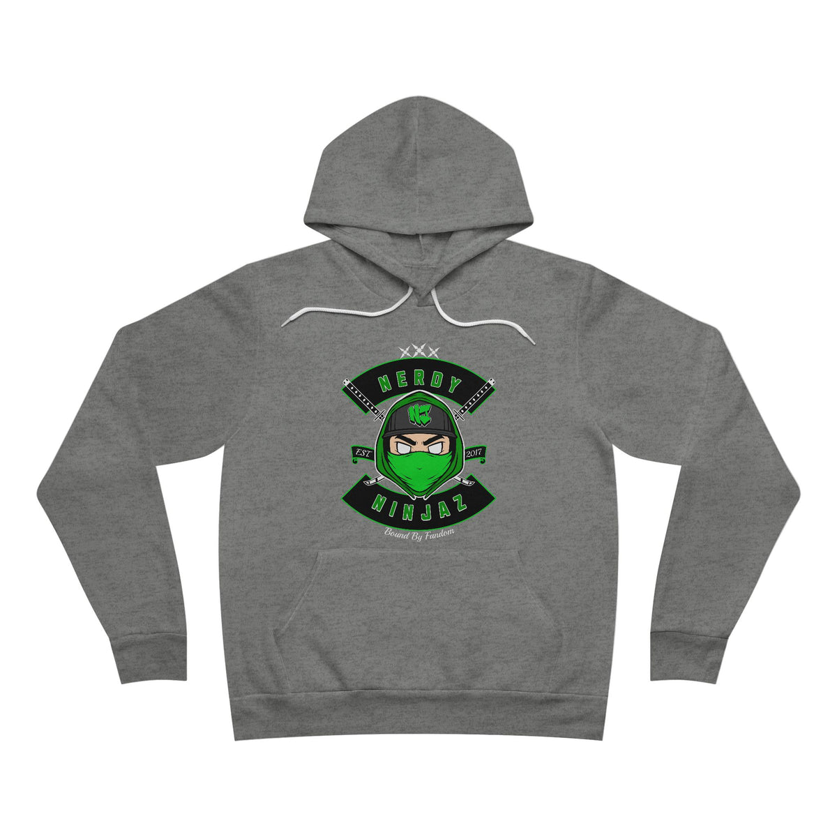 Nerdy Ninjaz Pullover Hoodie - Nerdy Jerzey Green