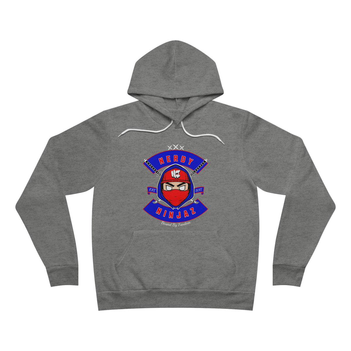 Nerdy Ninjaz Pullover Hoodie, Red White & Blue Variant, Cool Gamer Tee, Gifts for Geeks, Anime Fan, Fun Casual Wear - Unisex Hoodie,