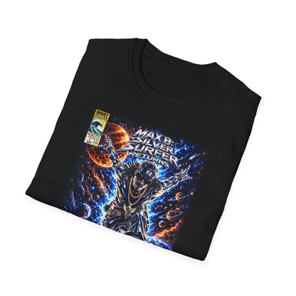 Riding the Cosmic Wave Hip-Hop Comic Mashup T-Shirt | Max B Silver Surfer Parody