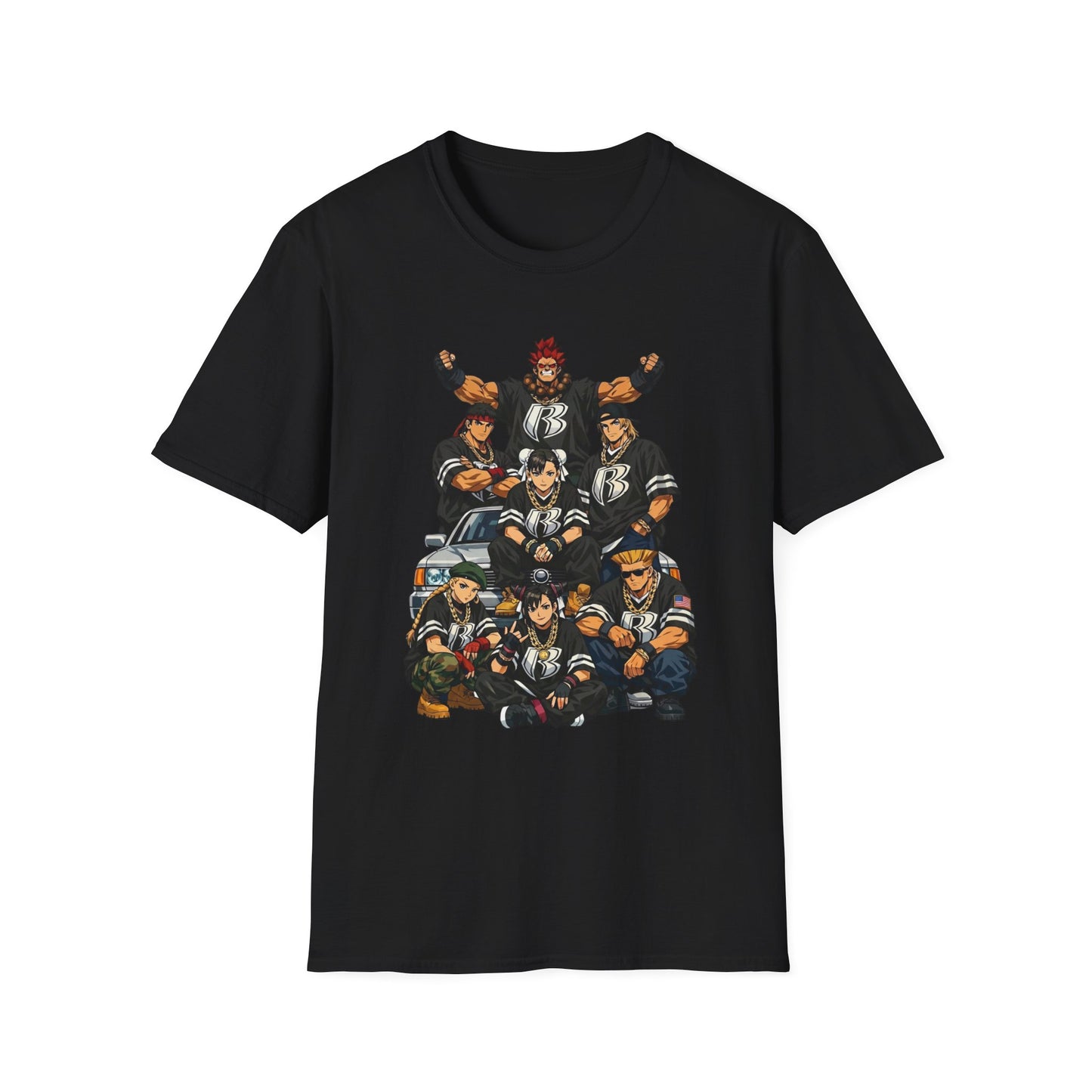 Street Fighter/Ruff Ryders Mashup Crew T-Shirt | Group Portrait, Retro Streetwear