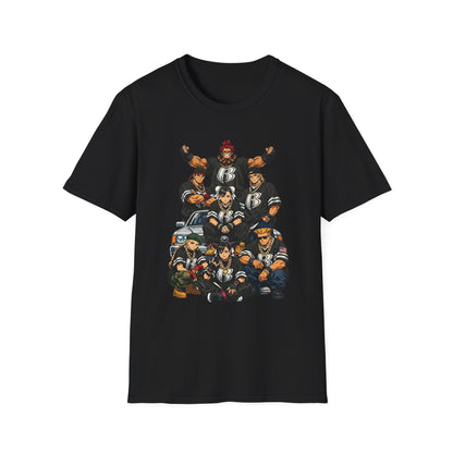 Street Fighter/Ruff Ryders Mashup Crew T-Shirt | Group Portrait, Retro Streetwear