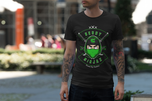 Nerdy Ninjaz Unisex Softstyle T-Shirt - Nerdy Jerzey Green - Cool & Stylish Gift for Nerds & Gamers