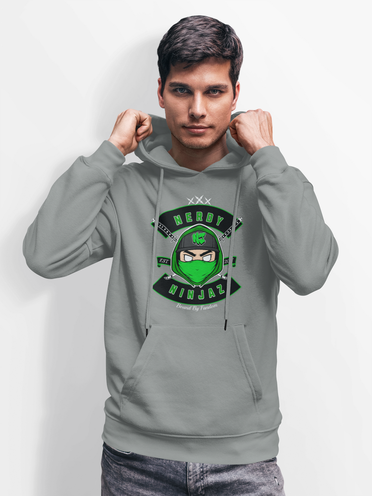 Nerdy Ninjaz Pullover Hoodie - Nerdy Jerzey Green