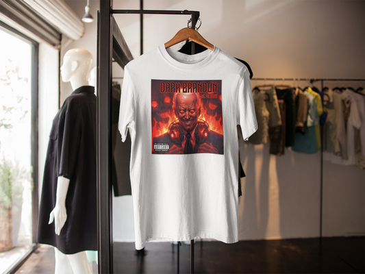 Dark Brandon Faux Album Cover Graphic Tee - Unisex Garment-Dyed T-shirt, Concert Tee, Festival Shirt, Edgy Design Shirt, Music Lover Gift,