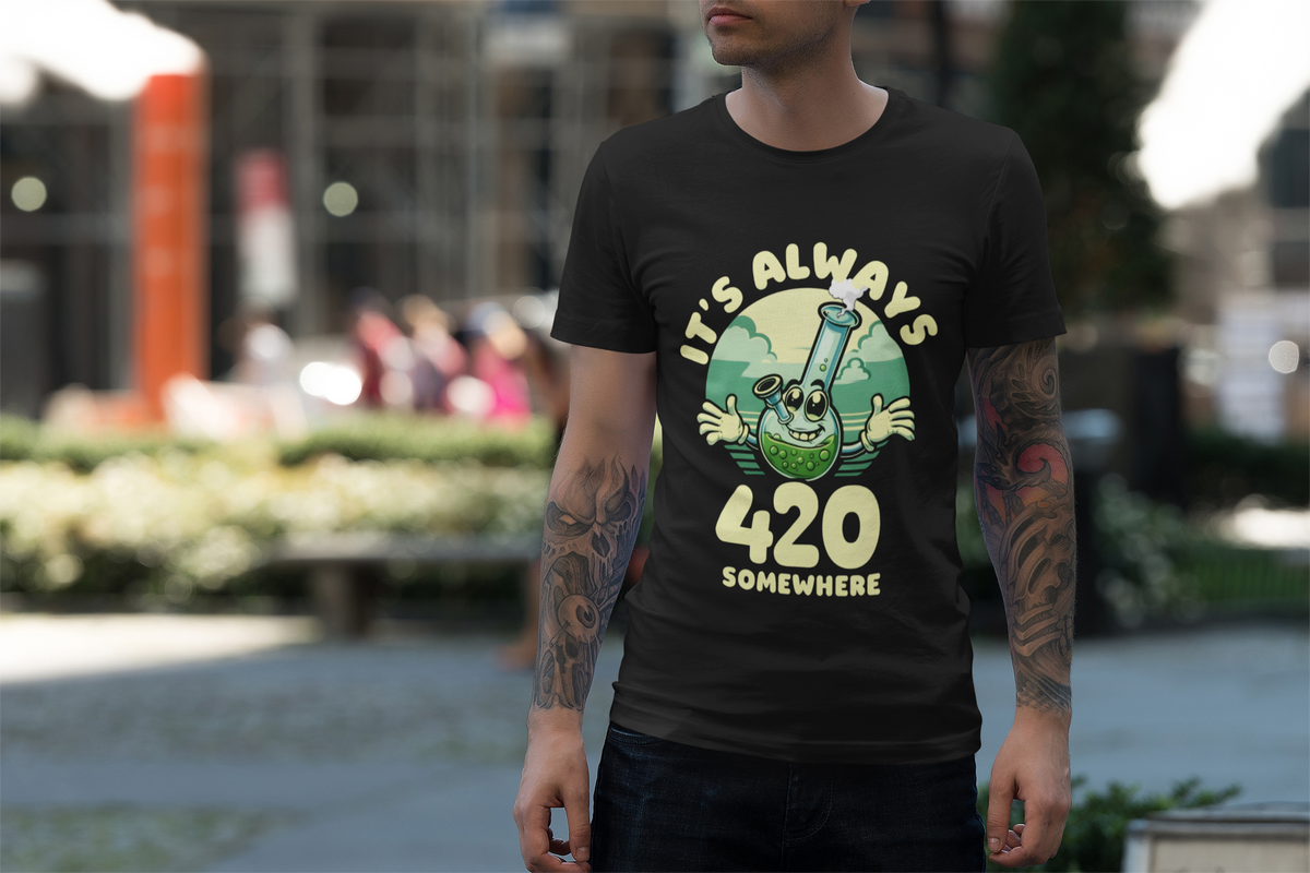 It's Always 420 Somewhere Funny Unisex T-shirt, Retro Stoner Apparel, Stoner Lifestyle Shirt, Cannabis Lover Gift, Softstyle Tee