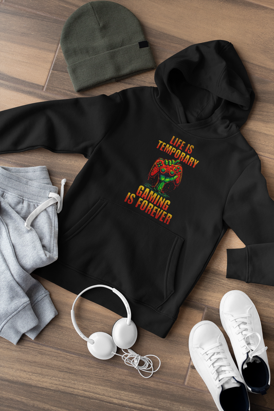 Life is Temporary, Gaming is Forever Unisex Hoodie - Perfect Gift for Gamers | Cozy Sweatshirt for Game Nights, Birthdays