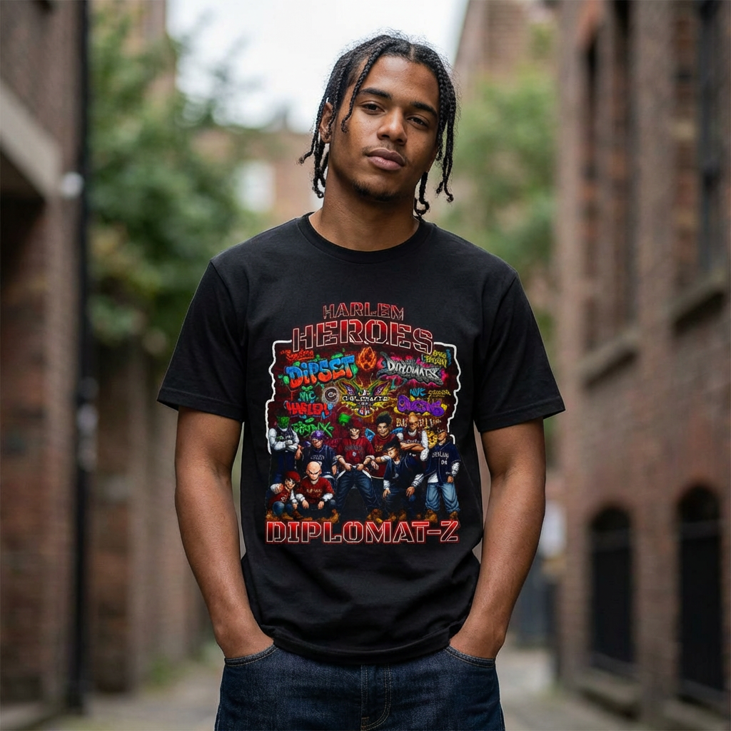 Harlem Heros Diplomat-Z Band Shirt | Graphic T-Shirt, Music/Anime Mashup Artwork, DBZ, Dipset, Hiphop Fan Gift