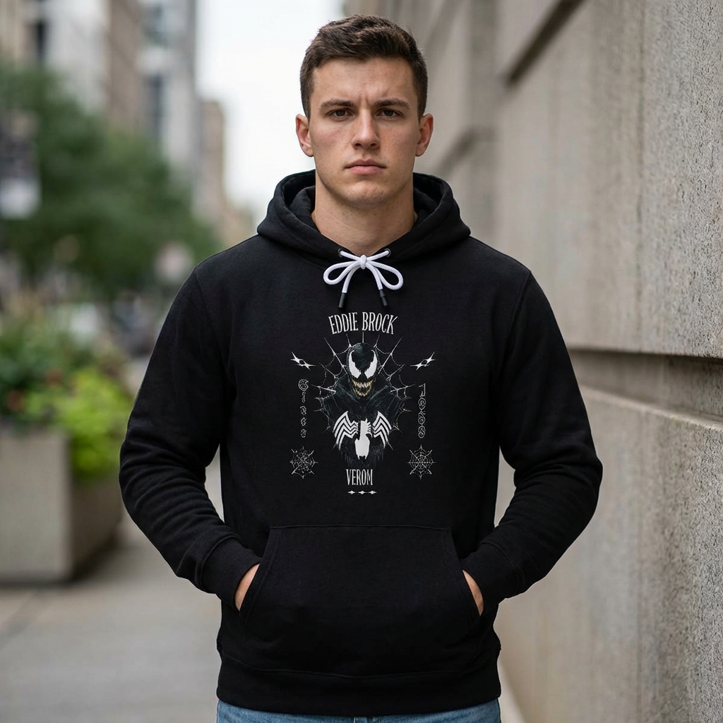 Venom Eddie Brock Symbiote Graphic Hoodie — Spider Comic Pullover