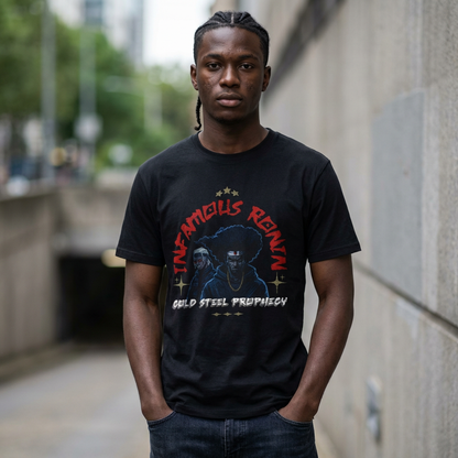 Infamous Ronin: Cold Steel Prophecy Faux Album T-Shirt | Afro Samurai Hip-Hop Tee, Anime Fan Gift