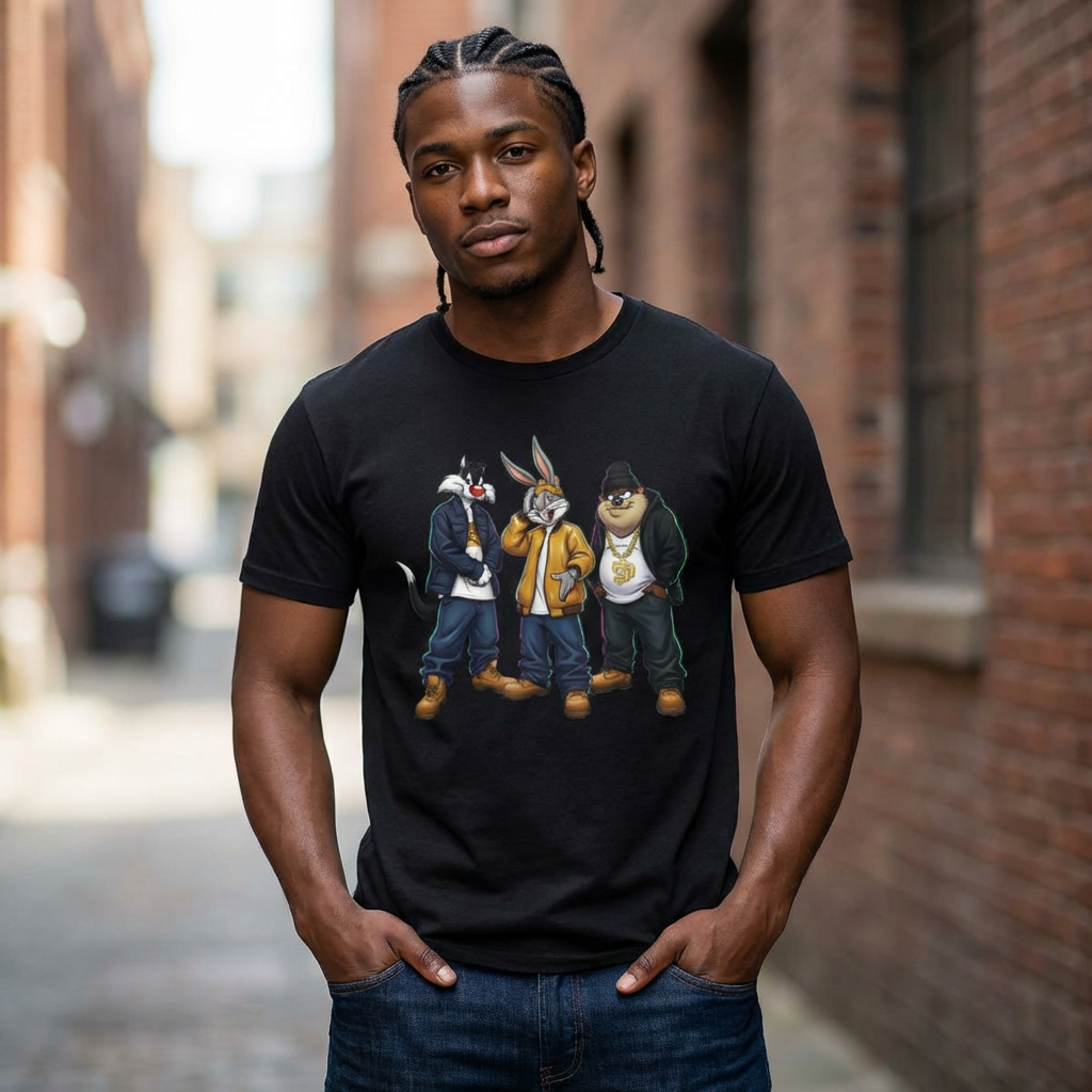 State Property x Looney Tunes Streetwear Crew T-Shirt | Urban Animal Characters, Hip-Hop Style